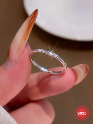 S925 Sterling Silver Fashion Artificial Zircon Decorated Ring, Fashion Jewelry for Party, Daily Clothing Decor, Trendy All-ma...