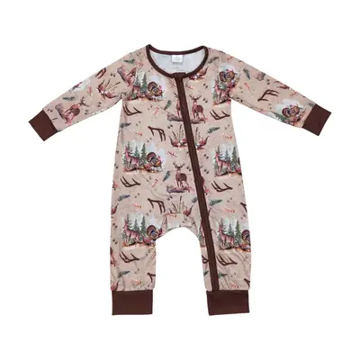 LR1014 Hunting Deer Long Sleeve Baby Romper Toddlers