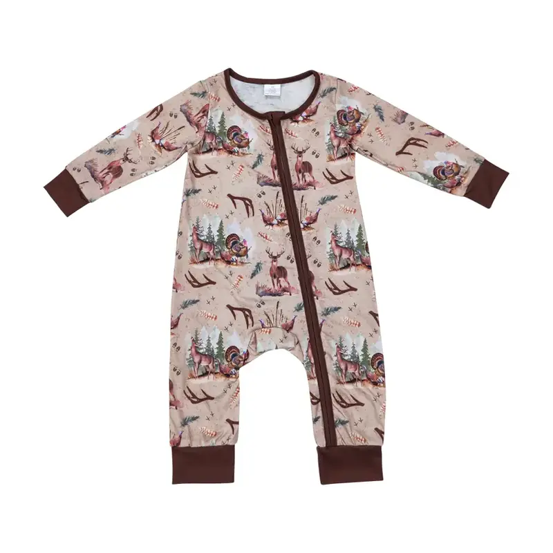 LR1014 Hunting Deer Long Sleeve Baby Romper Toddlers
