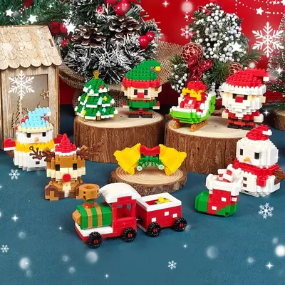 Girls' Christmas Tree Building Block Set, Reindeer Antlers & Bells Design, Small Beads Puzzle Toy, Educational Holiday Gift f...