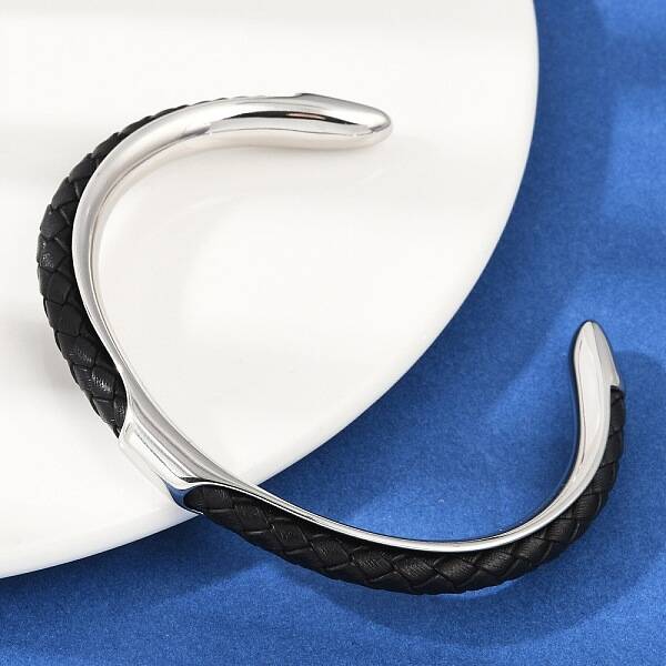 304 Stainless Steel Microfiber Leather Cord Cuff Bangles