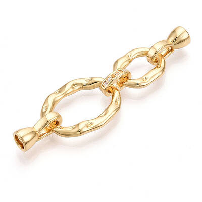 Brass Micro Pave Clear Cubic Zirconia Fold Over Clasps