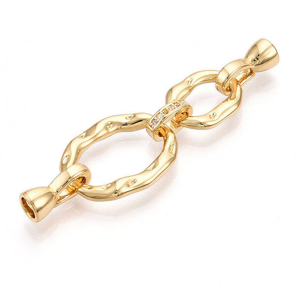 Brass Micro Pave Clear Cubic Zirconia Fold Over Clasps