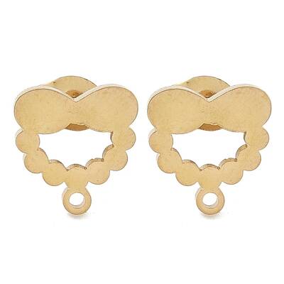 Bowknot Ion Plating(IP) 304 Stainless Steel Stud Earring Findings