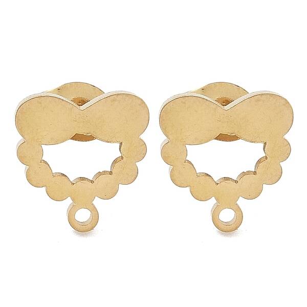 Bowknot Ion Plating(IP) 304 Stainless Steel Stud Earring Findings