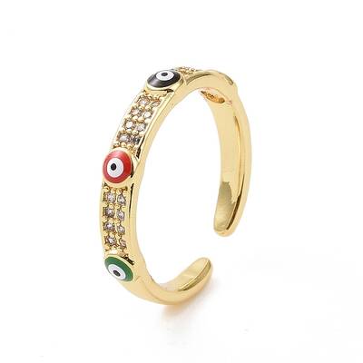 Brass Micro Pave Cubic Zirconia Open Rings