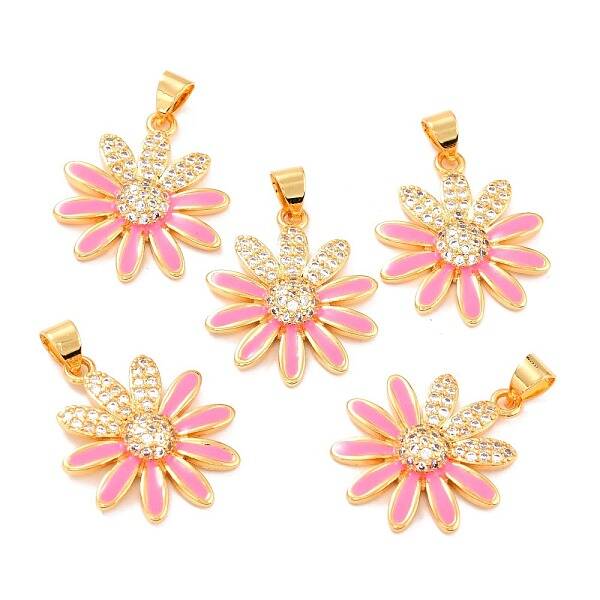 Real 18K Gold Plated Brass Micro Pave Cubic Zirconia Pendants