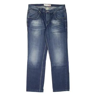 DRIVER Mens Jeans Blue Regular Straight Stone Wash W36 L31