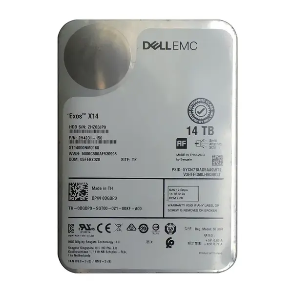 DGDP0 Dell 14TB 12Gb/s SAS 7200 3.5-Inch Hard Drive