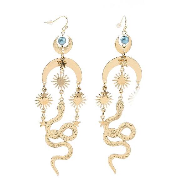 Alloy Moon Sun with Snake Chandelier Earrings