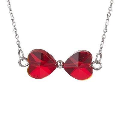 FireBrick Bowknot Glass Pendant Necklaces
