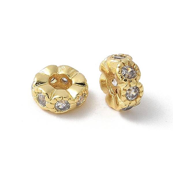 Brass Micro Pave Cubic Zirconia Beads