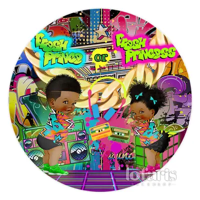 Aperturee Fresh Prince Or Princess Gender Reveal Round Backdrop | Round Backdrop Baby Shower | Baby Shower Arch Backdrop | Ro...