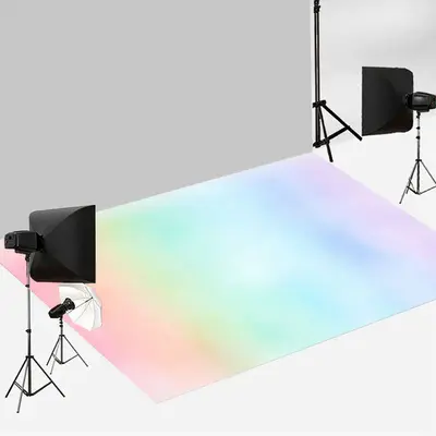 Light Rainbow Gradient Bokeh Photography Floor Mat - Aperturee