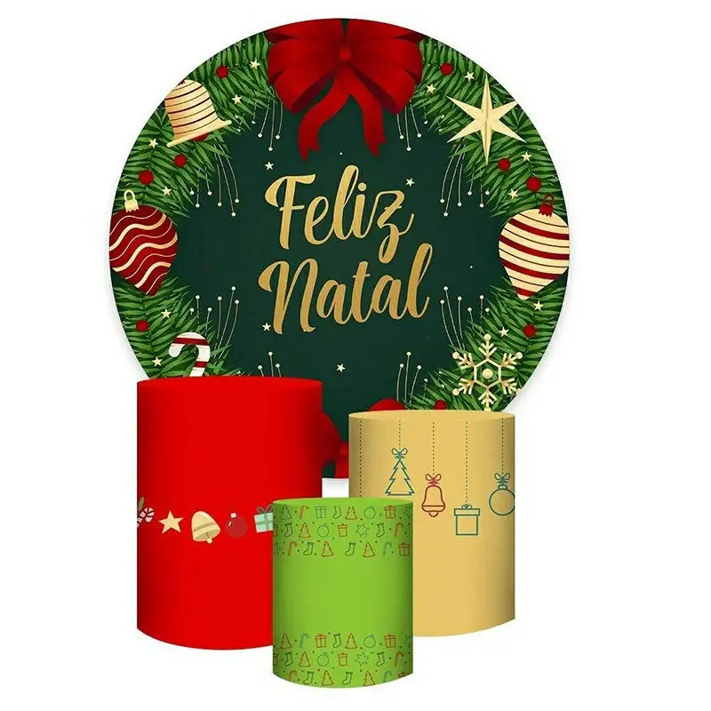 Aperturee Green Leaves And Red Round Chrismas Day Backdrop Kit | Xmas Backdrop | Christmas Photoshoot Backgrounds | Christmas...