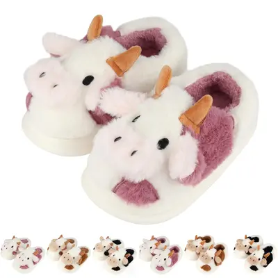 King Glory Cute Animal Slippers Winter Comfy Warm Fuzzy Slippers Boys Girls Soft Plush House Slippers Memory Foam Non-slip In...