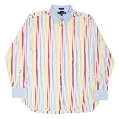 TOMMY HILFIGER Mens Shirt Blue Striped Long Sleeve L