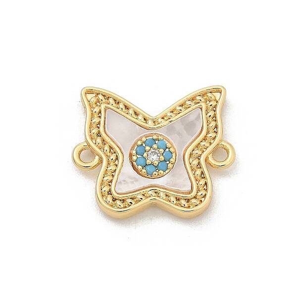Brass Micro Pave Clear Cubic Zirconia Connector Charms