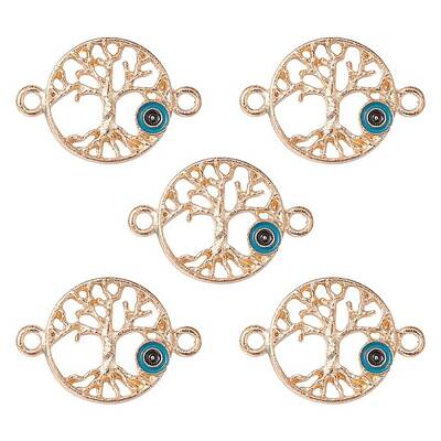 Alloy Connector Charms with Steel Blue Enamel