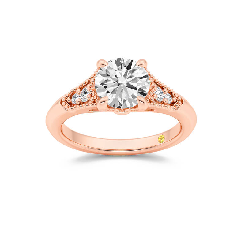 Lily Art Deco Round Lab Grown Diamond Engagement Ring | Rose Gold 1 1/10 - 4 CT. TW.
