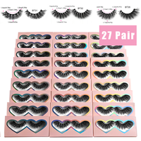 BTLLSSH False Eyelashes 15-18mm 3 Styles 27 Pair PACK Mix Cross Fluffy Natural Look Luxury Volume Faux Mink Lashes Reusable S...