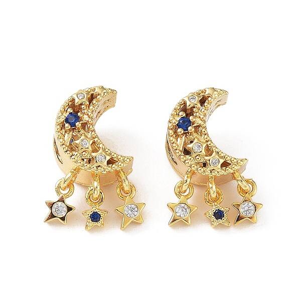 Brass Micro Pave Cubic Zirconia Beads