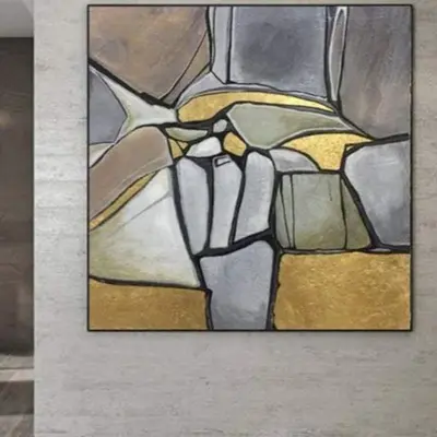 Abstract Sea Stones Painting Canvas Large Oil Painting Neutral Painting Modern Abstract Wall Art Decor Fine Art Paintings on ...
