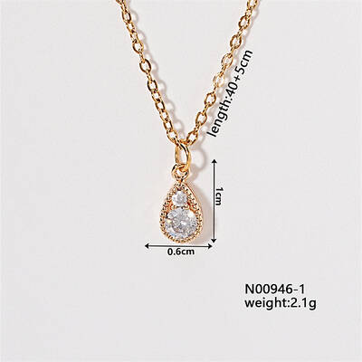 Chic Minimalist Teardrop Brass Micro Pave Cubic Zirconia Pendant Necklaces