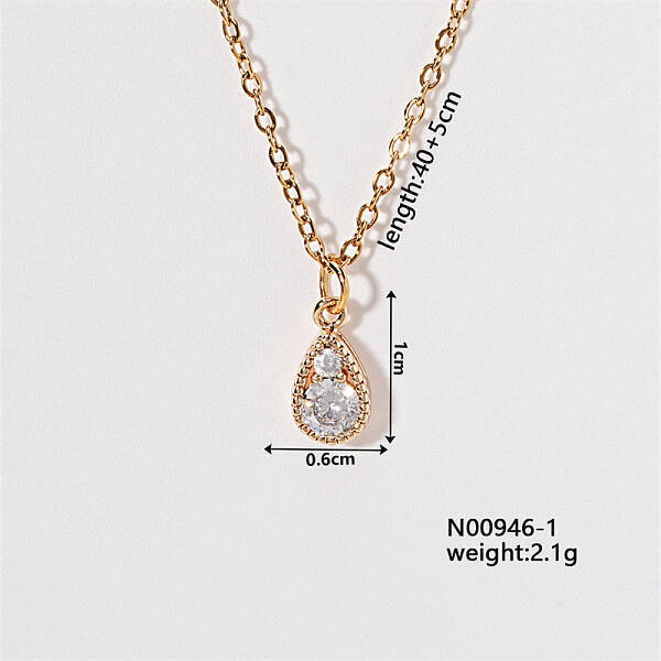 Chic Minimalist Teardrop Brass Micro Pave Cubic Zirconia Pendant Necklaces