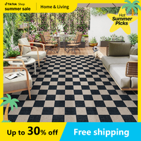 【Fathers Day Gift】Lahome Checkered Easy Jute Runner Rug, Hallway Kitchen Runner Rug Non Slip Washable Outdoor Carpet for ...