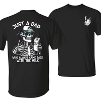 Dad With Milk T-Shirt – Funny Skeleton Graphic Tee for Fathers With a Sense of Humor, Great for Family Parties – tiktok s...