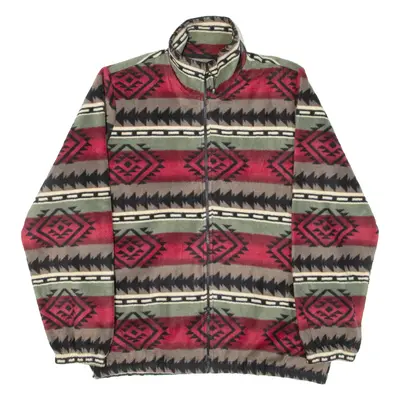 GUIDE GEAR Mens Fleece Jacket Red Fair Isle L