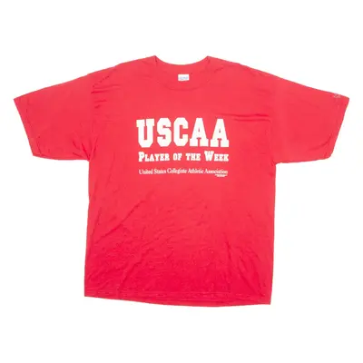 GILDAN USCAA Mens T-Shirt Red USA Crew Neck XL