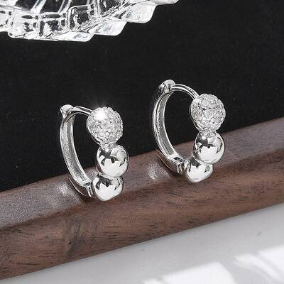 Brass Clear Cubic Zirconia Hoop Earrings