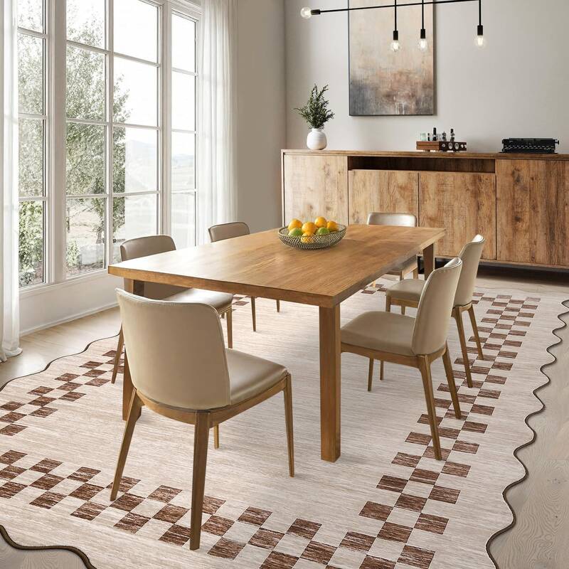 Garvee Bordered Beige 10x13 Area Rug Luxury Living Room Non-Slip Fade-Resistant Plush Polyester Easy-Clean Machine Washable C...