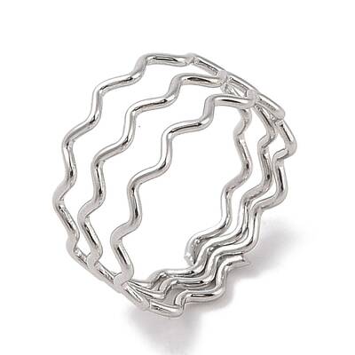 Non-Tarnish 304 Stainless Steel Wave Finger Rings for Women