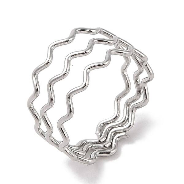 Non-Tarnish 304 Stainless Steel Wave Finger Rings for Women