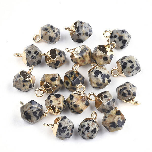 Electroplate Natural Dalmatian Jasper Charms