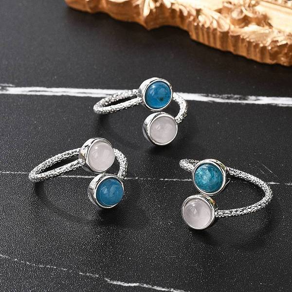 Natural Apatite & Rose Quartz Finger Rings