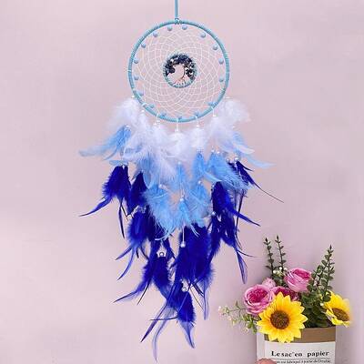 Woven Net/Web with Feather Pendant Decoration