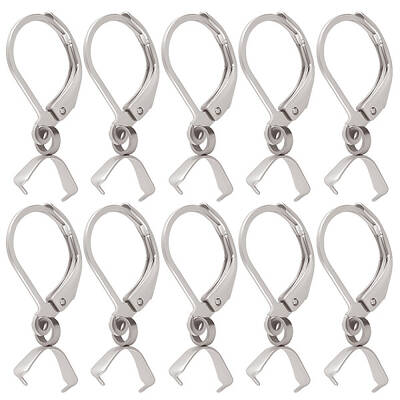50Pcs 304 Stainless Steel Leverback Earring Findings with Pendant Bails
