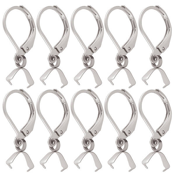 50Pcs 304 Stainless Steel Leverback Earring Findings with Pendant Bails