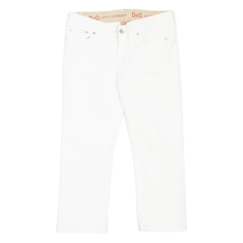 DOLCE & GABBANA Glamour Crop Womens Jeans White Slim Straight W28 L20