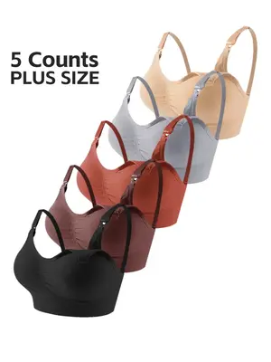 【Plus Size】 Maternity Solid Adjustable Strap Wireless Nursing Bra, Soft Comfortable Breathable Maternity Bra, Maternity...
