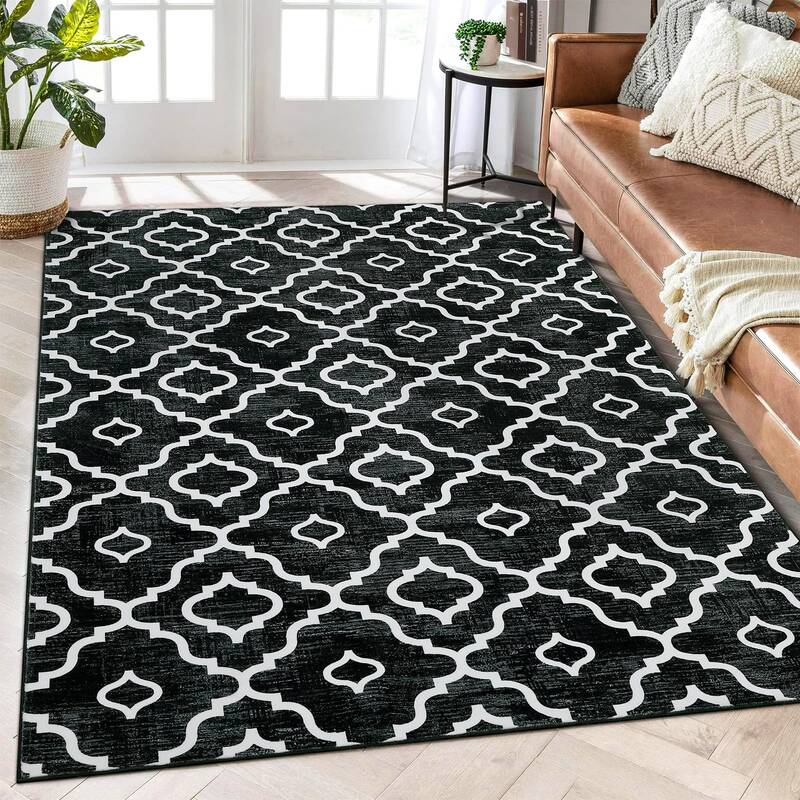 Garvee Washable Rug 8x10 Large Living Room Rug Boho Rug Modern Geometric Area Rugs for Bedroom Distressed Office Floor Carpet...