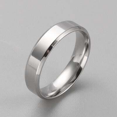 Stainless Steel Simple Plain Band Ring for Men Women