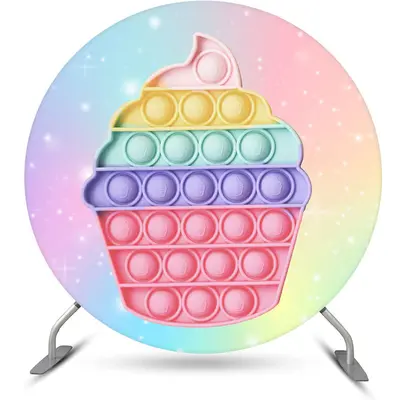 Aperturee Color Ice Cream Pop It Round Happy Birthday Backdrop | Round Backdrop Cover Diy | Round Party Backdrop | Custom Cir...