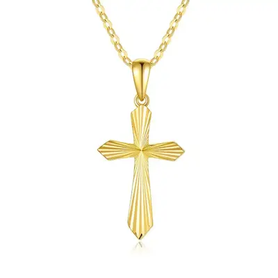 9K Gold Cross Pendant Necklace