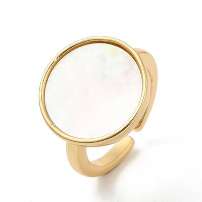 Natural Shell Flat Round Open Cuff Rings