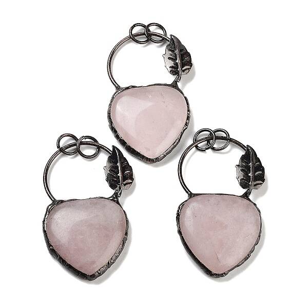 Natural Rose Quartz Heart Big Pendants